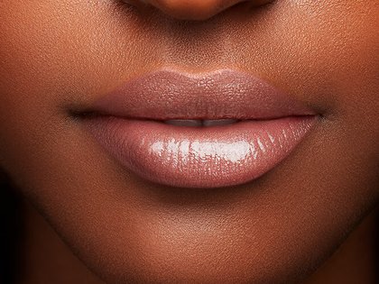 Rossetto Color Riche Shine Nude 247 Shot Of Sun Dettaglio Applicazione Prodotto Pelle Scura
